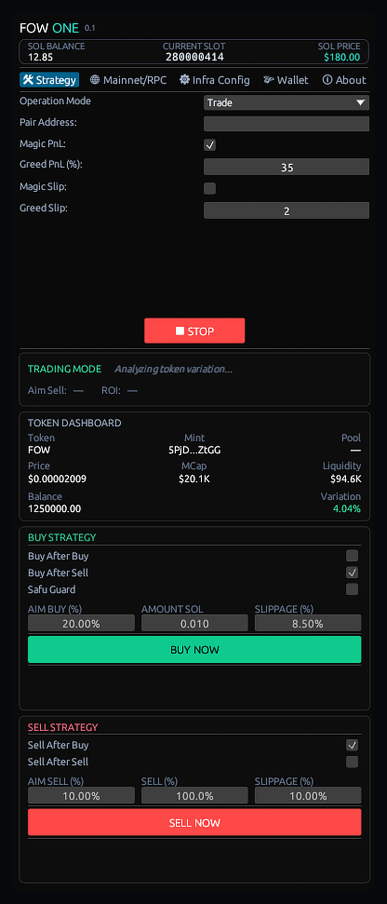 FOW One live strategy screen