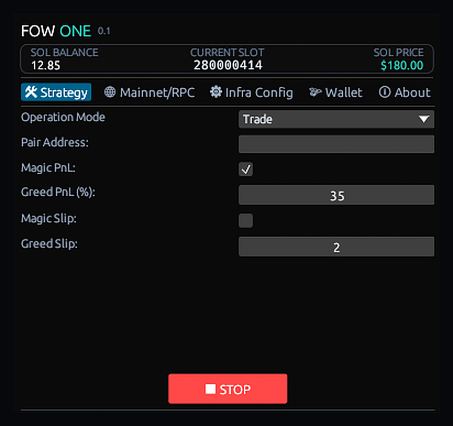 FOW One strategy controls